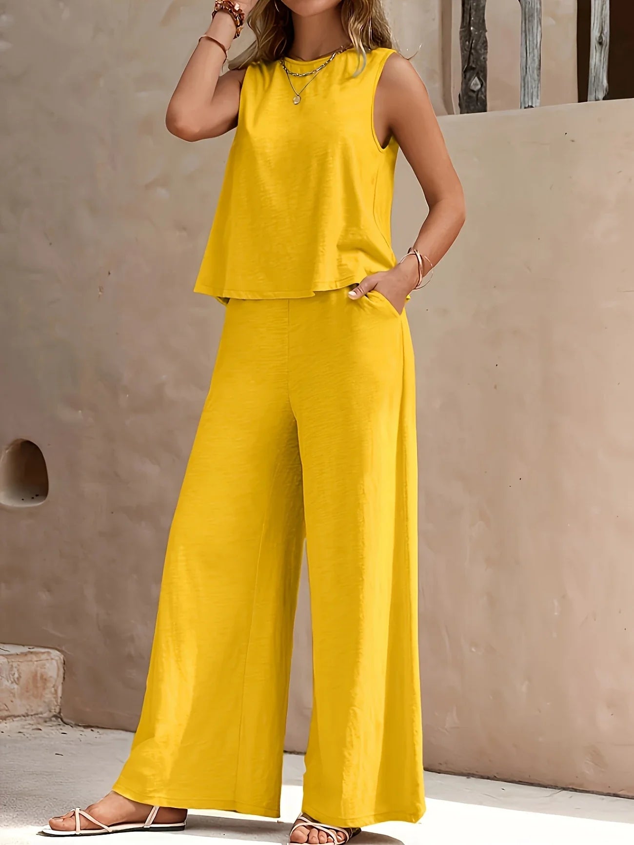 Hope - Ensemble composé d'un haut sans manches et d'un pantalon à jambes larges