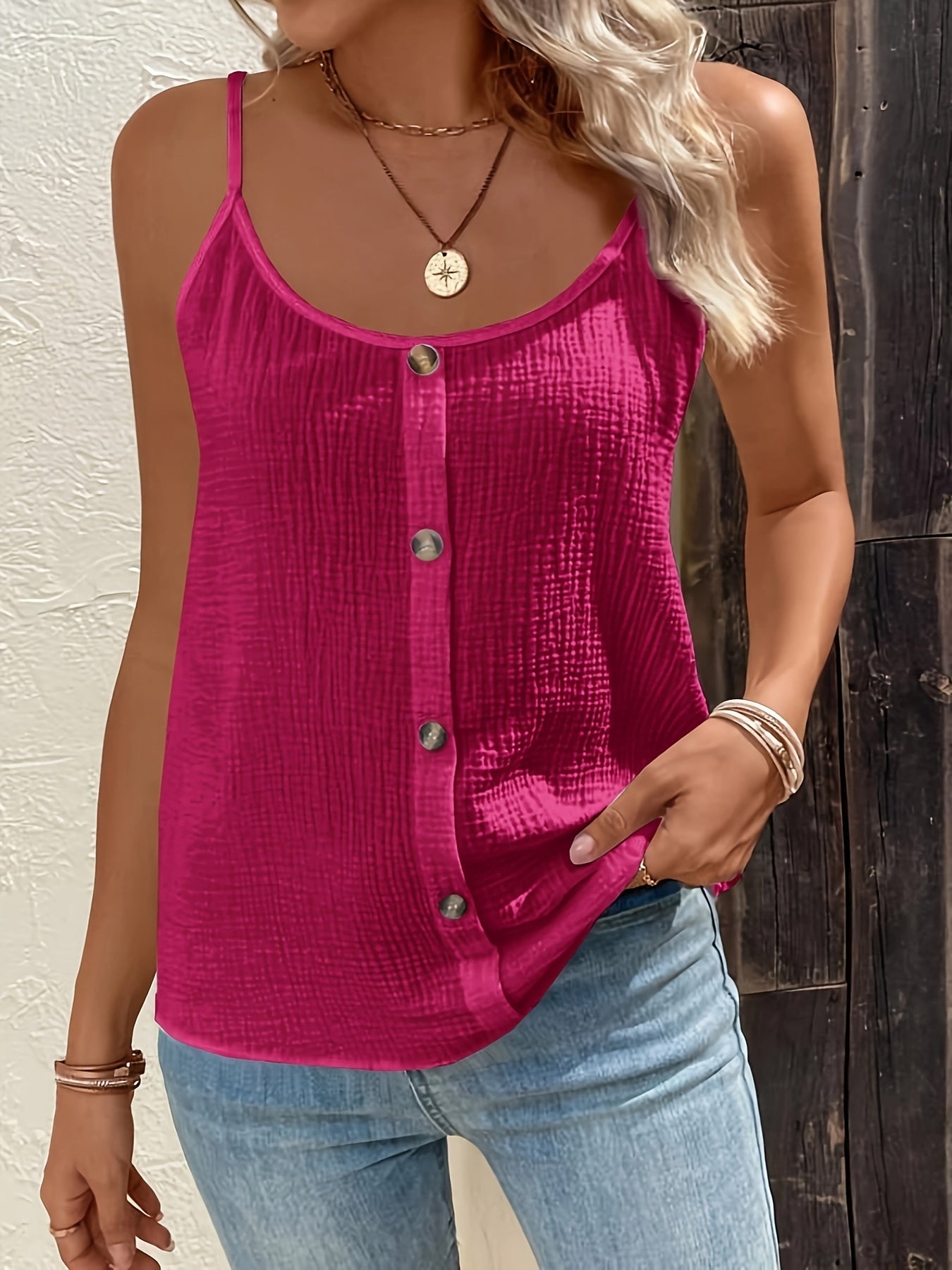 Agnes - Débardeur casual boutonné sans manches