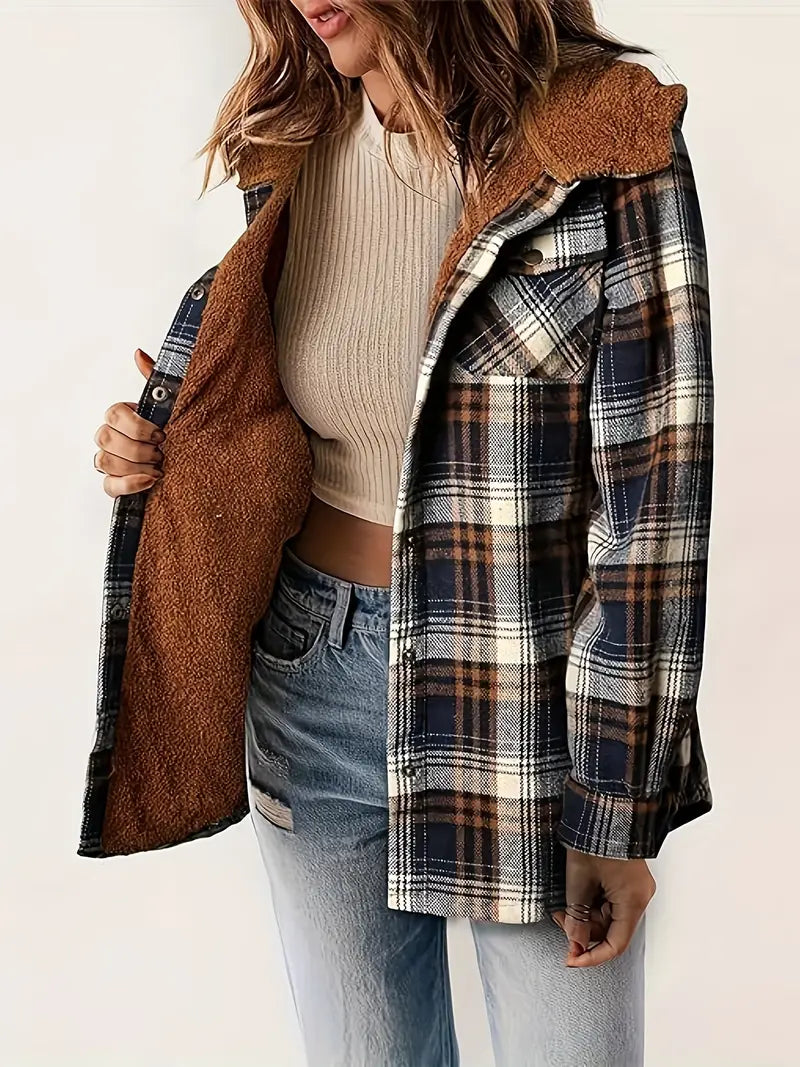 Arva - Veste avec fermeture éclair et motif à carreaux