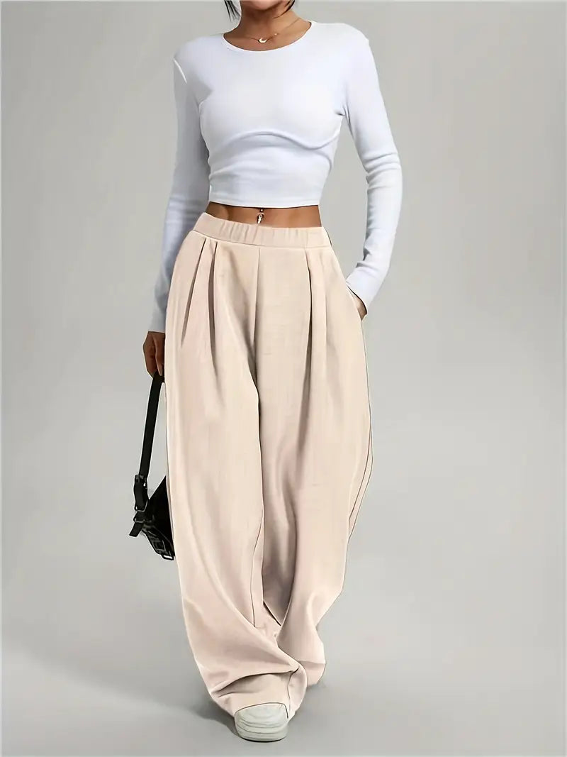 Esther - Pantalon large taille haute pour femme