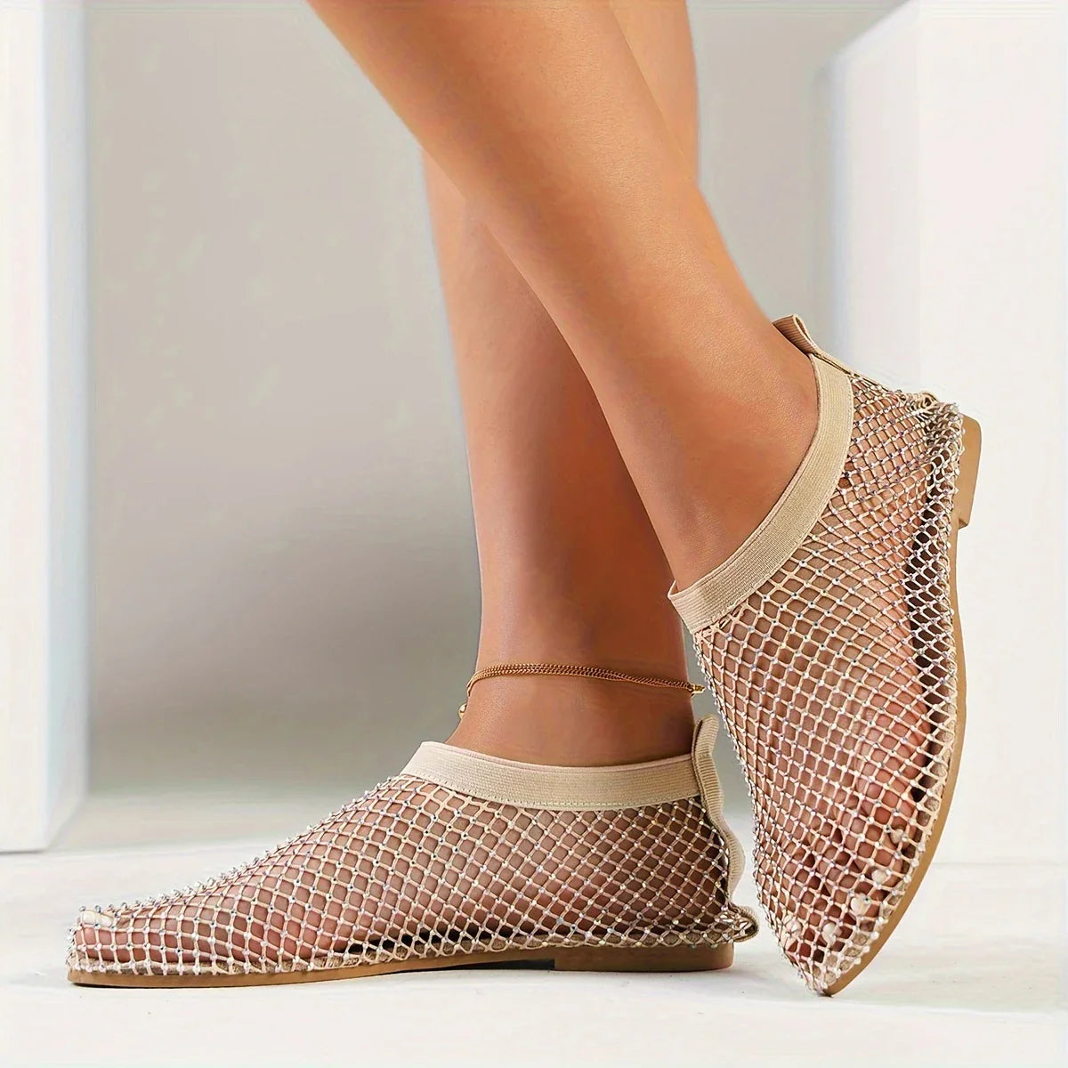Cleo - Chaussures plates avec décoration en strass pour femmes