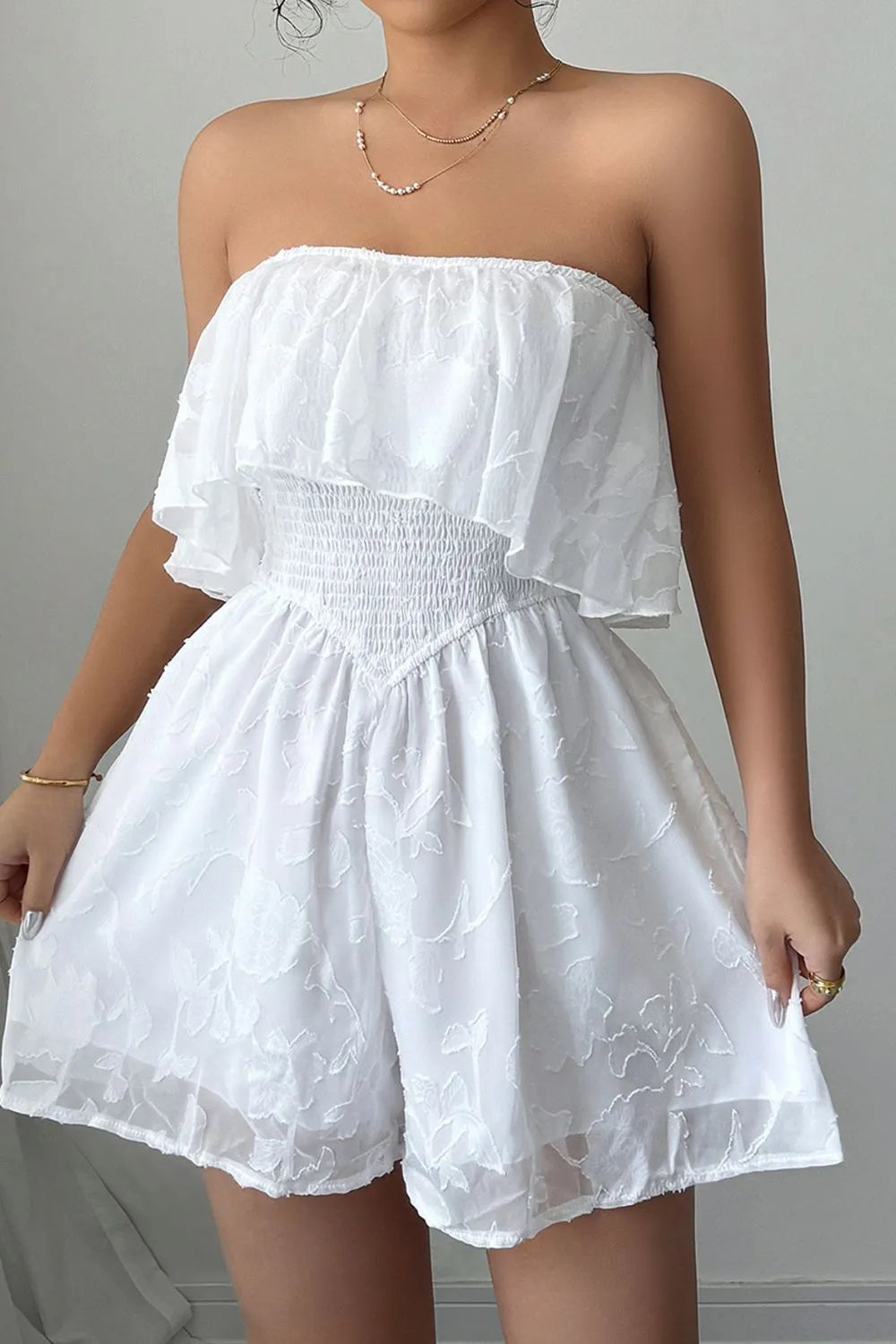 Olivia - Combinaison bustier avec volants et taille froncée