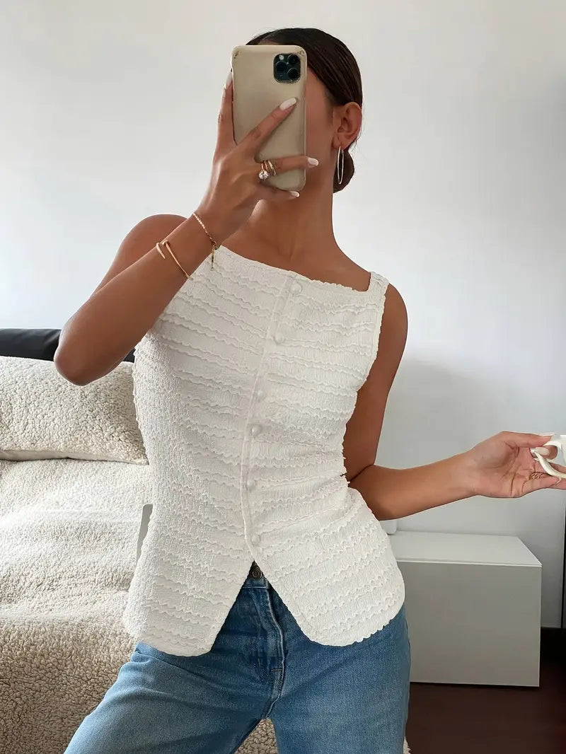 Carsie - Chemisier boutonné sans manches élégant pour femme