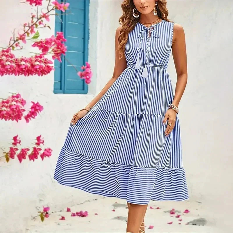 Lenore - Robe sans manches à motif rayé