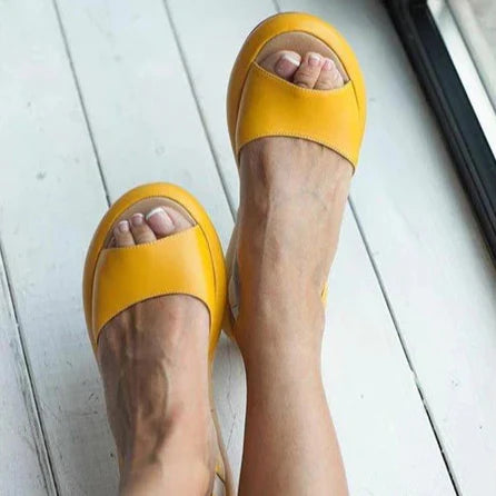 Celeste - Sandales à talons bas en forme de bouche de poisson pour femmes