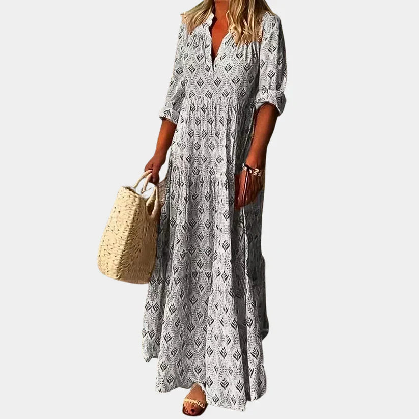 Gracie - Robe longue élégante avec col en V