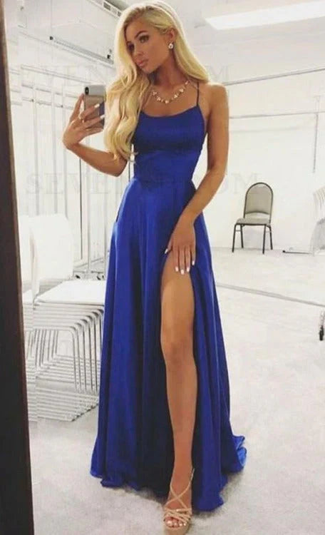 Precious - Robe de soirée à bretelles spaghetti et dos croisé