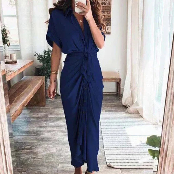 Ivy - Robe longue élégante avec col en V