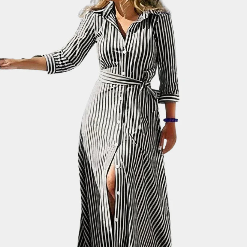 Isabella - Robe longue imprimée élégante avec ceinture