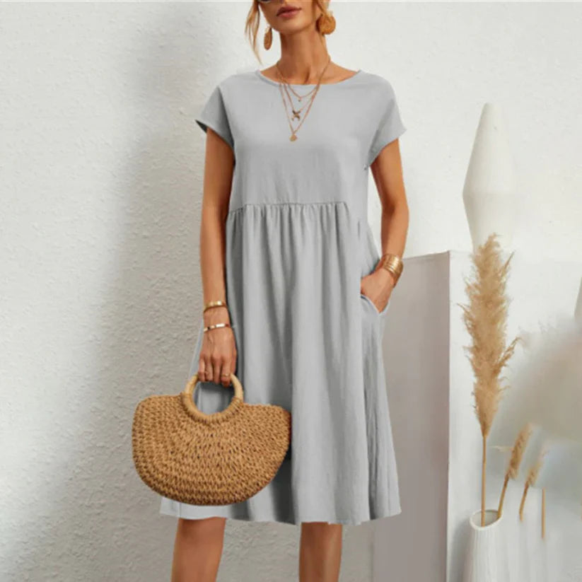 Dixie - Robe élégante à col rond et ligne A pour femmes