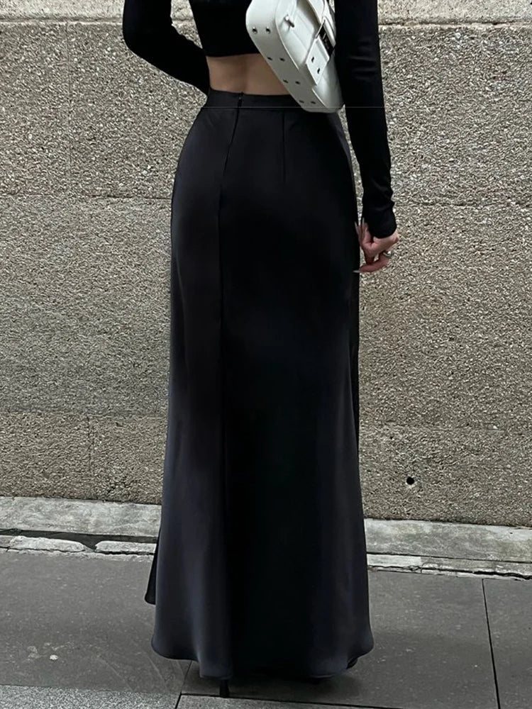 Bertha - Jupe slim en satin de soie