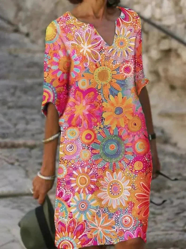 Effie - Robe imprimée estivale avec décolleté en V