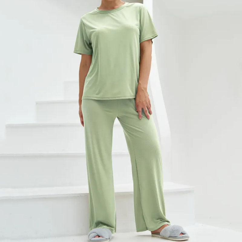 Beatriz - Ensemble décontracté avec haut à manches courtes et pantalon à jambe large