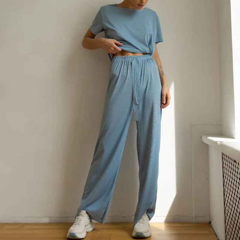Beatriz - Ensemble décontracté avec haut à manches courtes et pantalon à jambe large