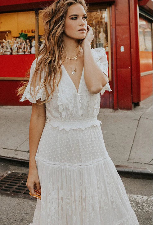 Edna - Robe blanche en dentelle