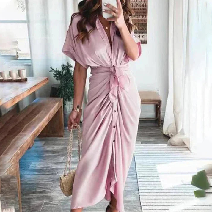 Ivy - Robe longue élégante avec col en V