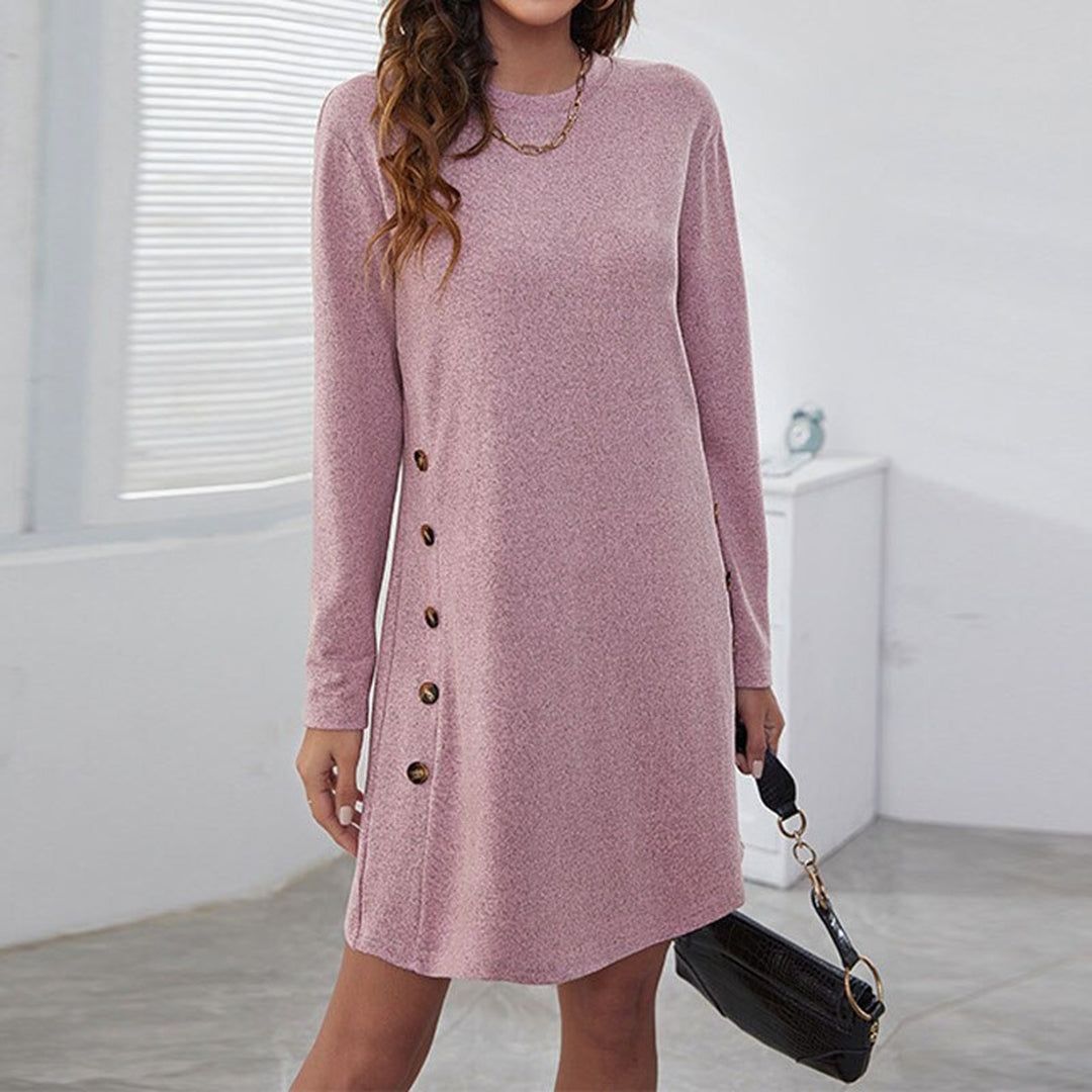 Chantal - Robe courte décontractée chic à manches longues