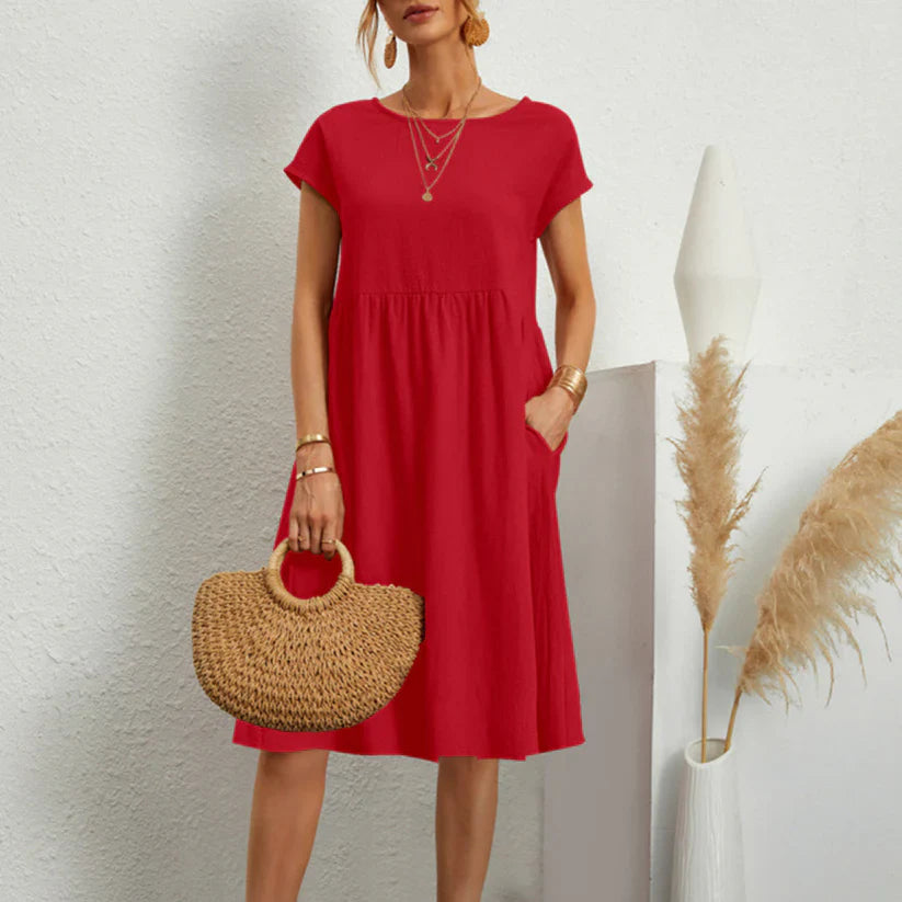 Dixie - Robe élégante à col rond et ligne A pour femmes