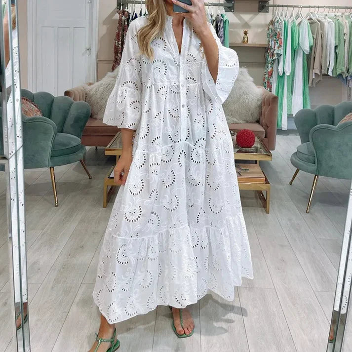 Grace - Robe élégante avec broderie à œillets
