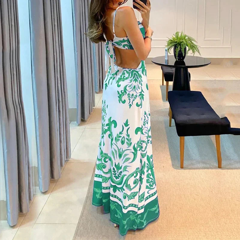 Maribelle - Robe d'été avec col en V et bretelles spaghetti