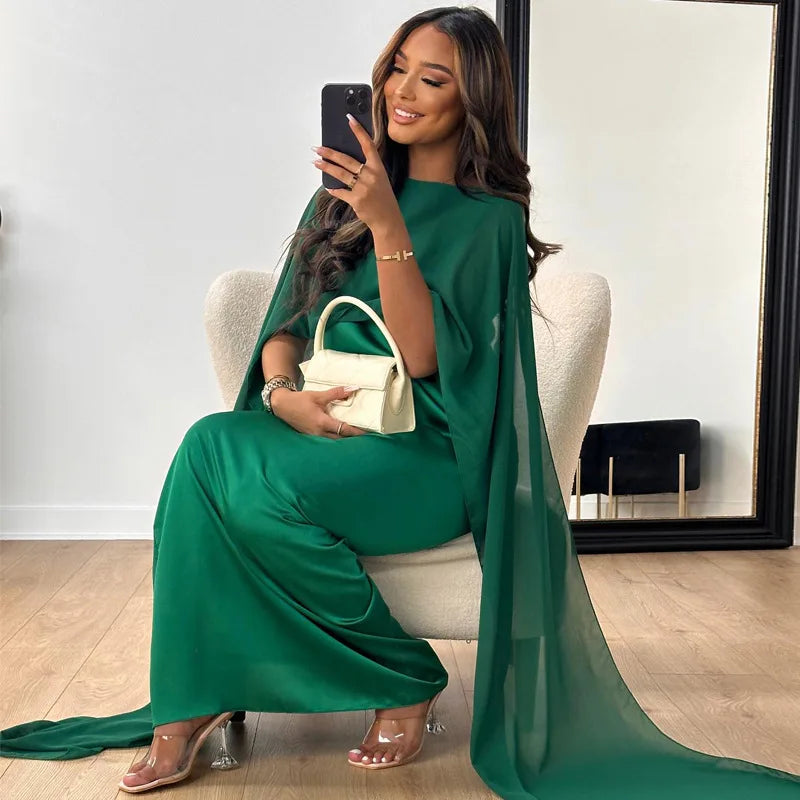 Lilia - Robe longue en satin et maille pour femme