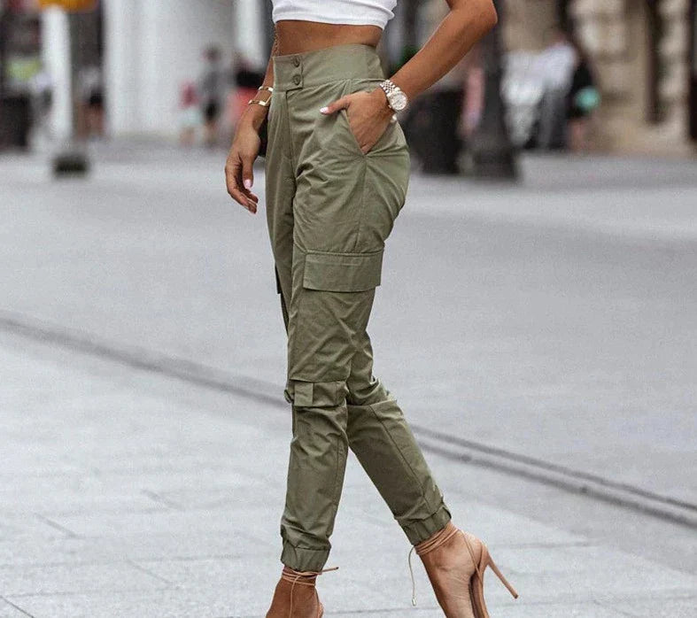 Susan - Pantalon cargo taille haute pour femme