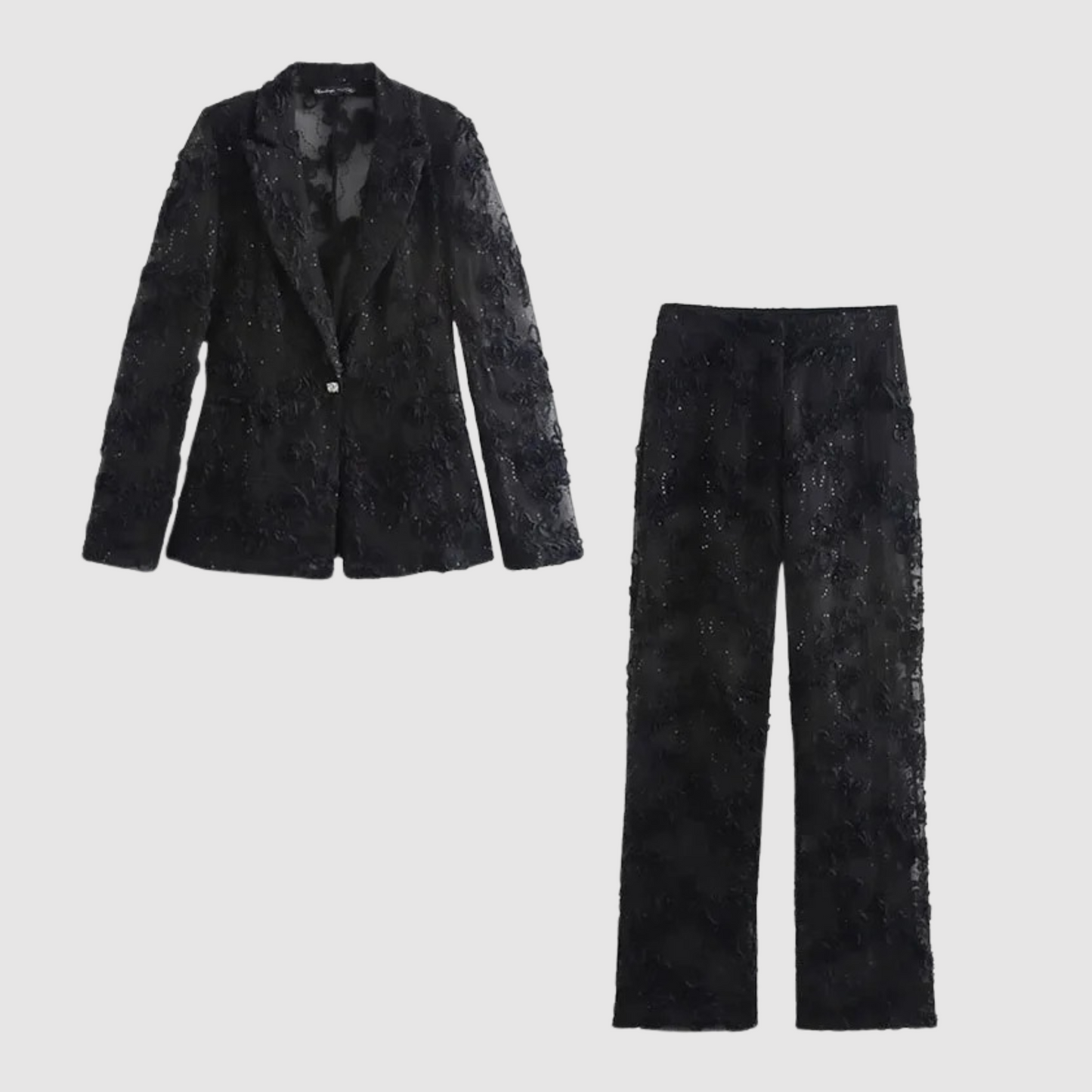 Eliza - Ensemble élégant composé d'un blazer et d'un pantalon à texture florale
