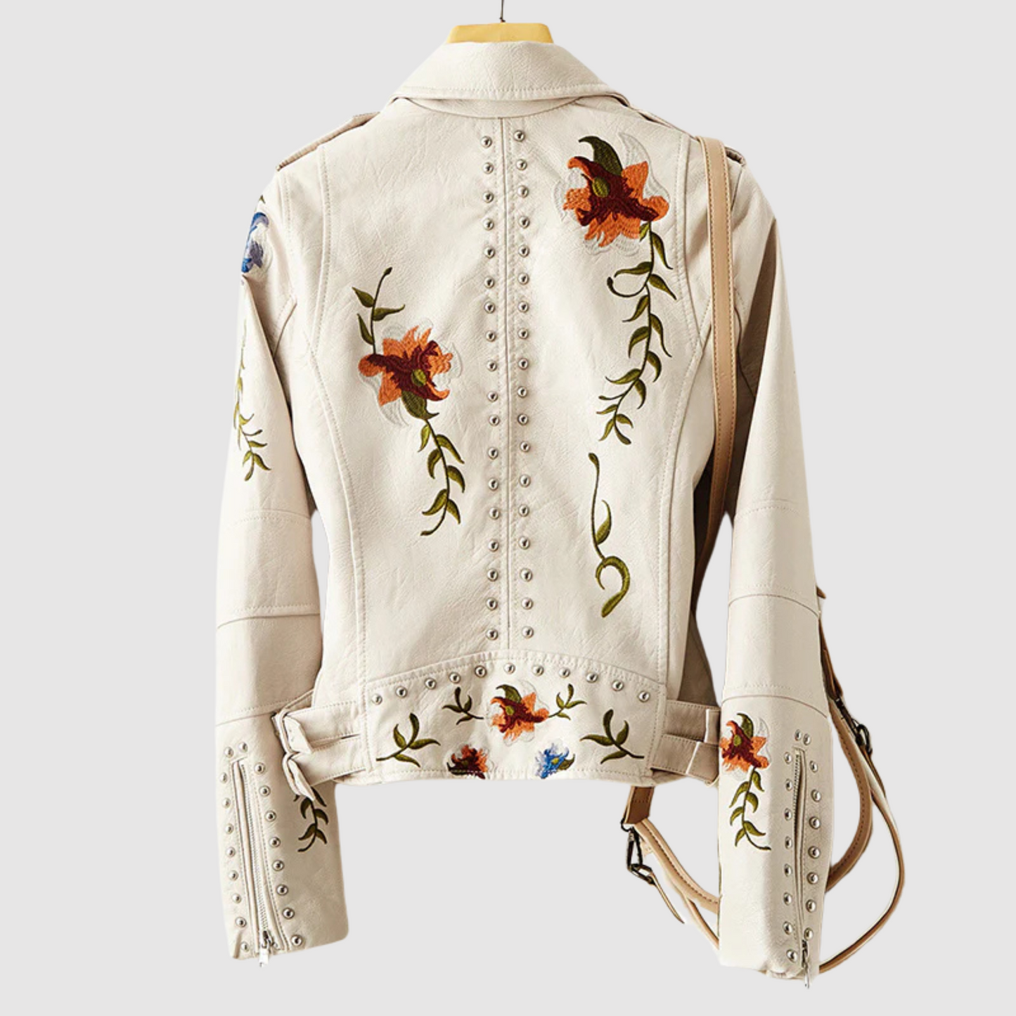 Esther - Veste en cuir avec motif floral rétro