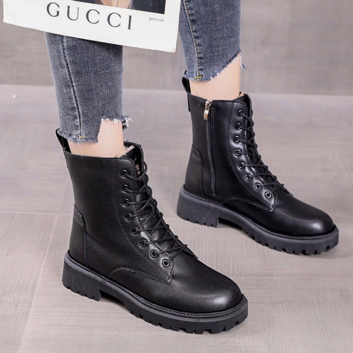 Lovie - Bottes d'hiver en cuir noir
