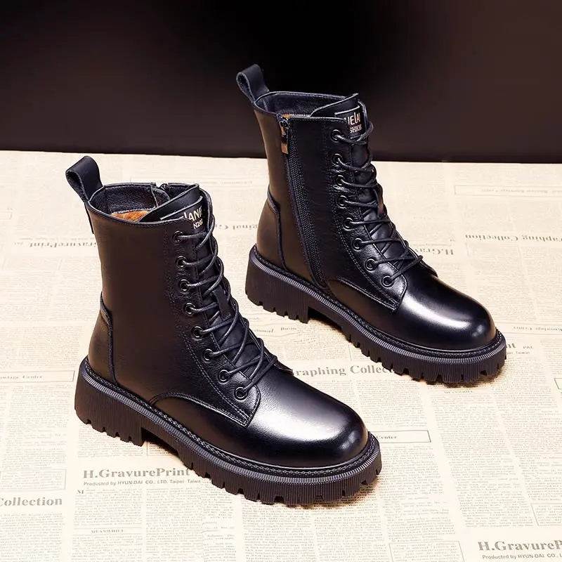 Lovie - Bottes d'hiver en cuir noir