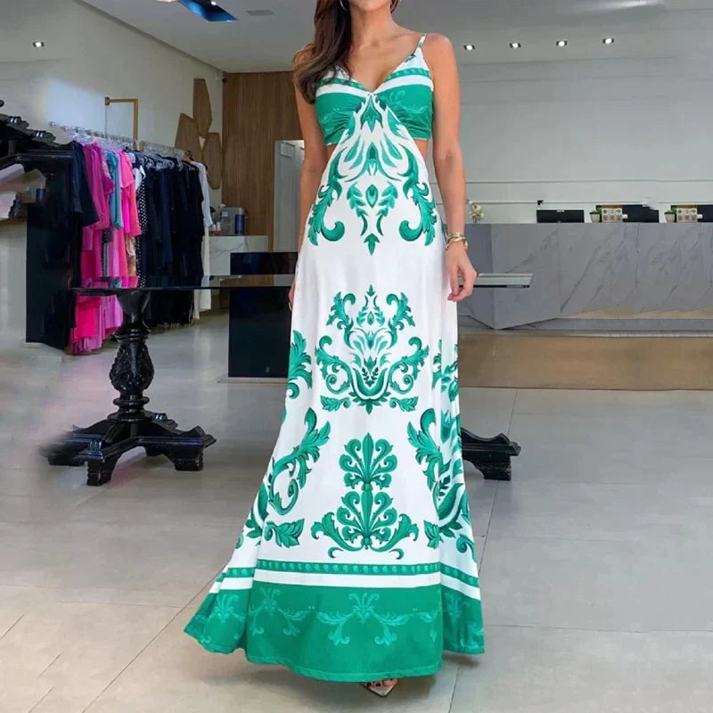 Maribelle - Robe d'été avec col en V et bretelles spaghetti