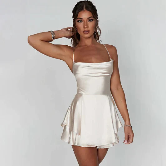 Wilma - Robe en satin dos nu