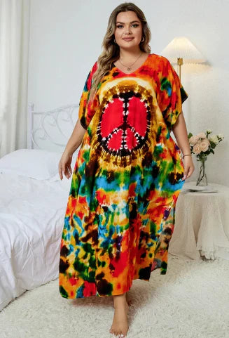 Sherman - Robe bohème ample multicolore avec col en V