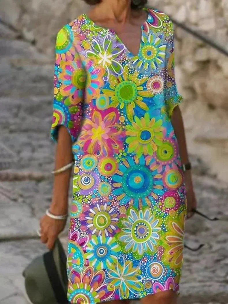 Effie - Robe imprimée estivale avec décolleté en V