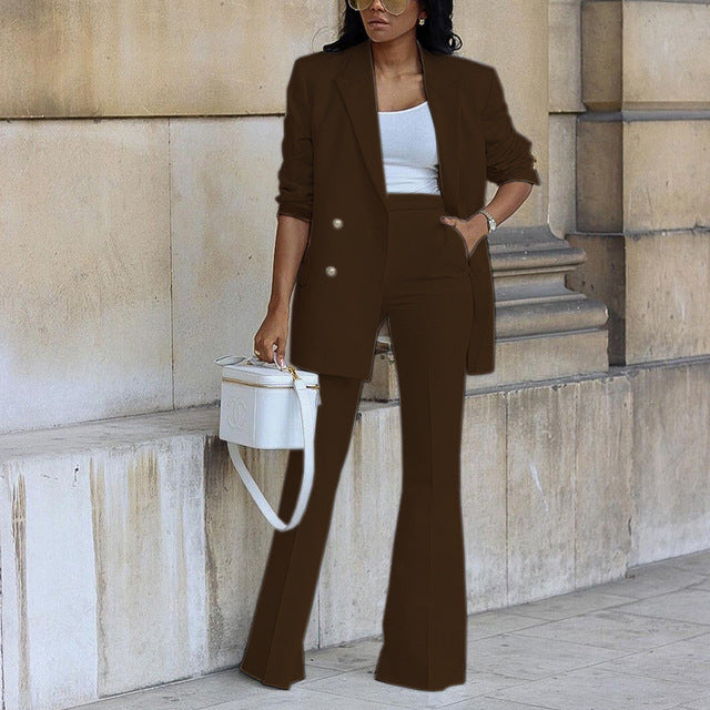 Kyla - Élégant ensemble blazer et pantalon à jambes larges