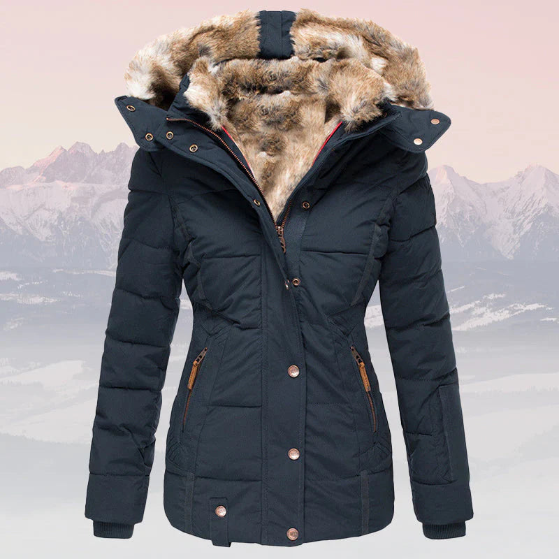 Eliza - Veste d'hiver chaude avec col et capuche en fourrure pour femmes