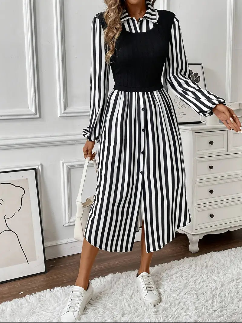 Julianne - Robe rayée à blocs de couleurs pour femme