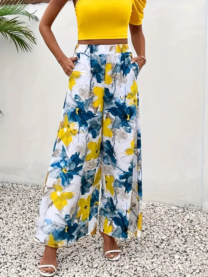 Clarice - Pantalon large à motif floral pour femme