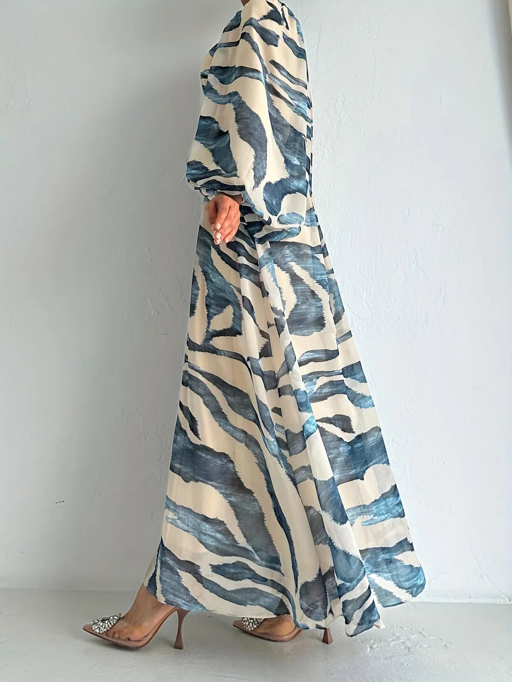 Chloe - Robe longue élégante imprimée avec ceinture