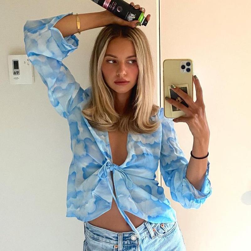 Asha - Chemisier à manches longues avec imprimé nuage