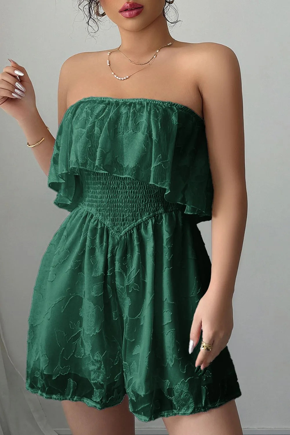 Olivia - Combinaison bustier avec volants et taille froncée