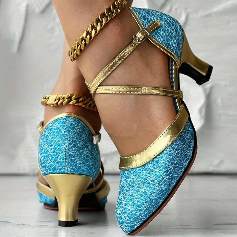 Marietta - Chaussures à talons mi-hauts épais avec brides à boucle croisée