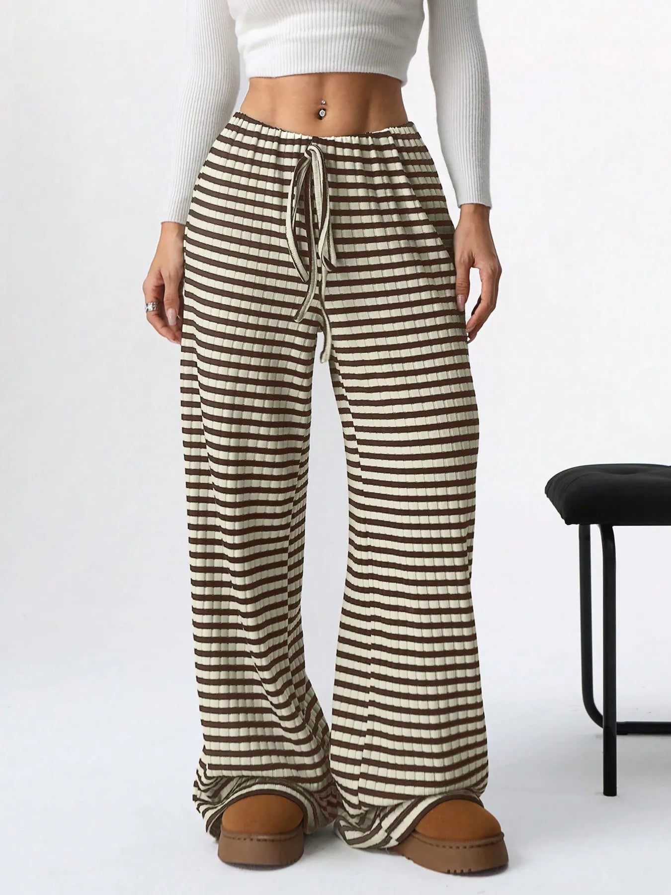 Cecily - Pantalon large à rayures avec cordon de serrage