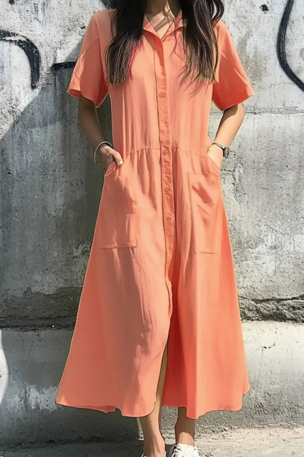 Matilda - Robe décontractée à manches courtes et boutons