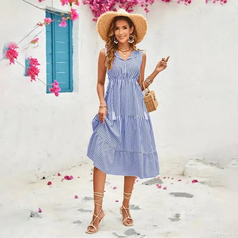 Lenore - Robe sans manches à motif rayé