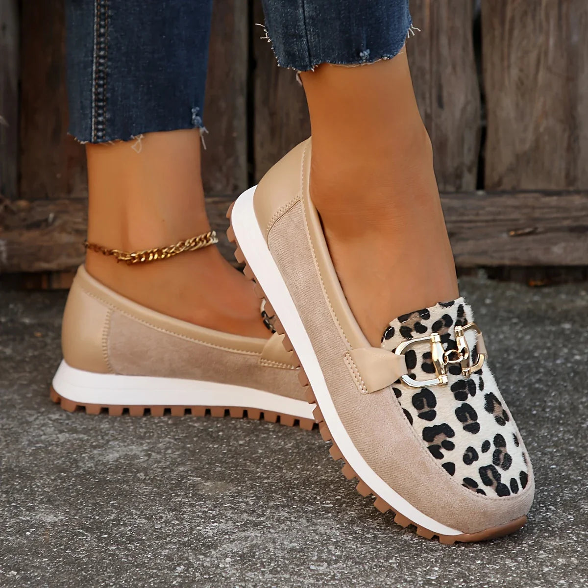 Rebaca - Chaussures plates à imprimé léopard pour femmes
