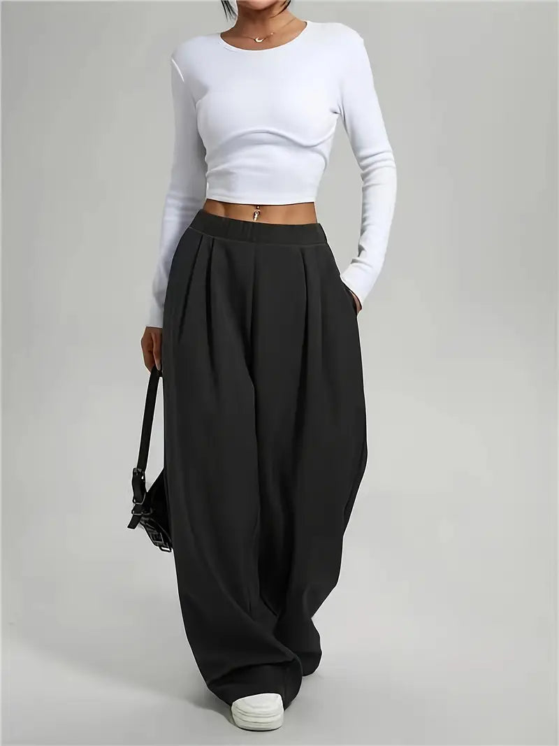 Esther - Pantalon large taille haute pour femme
