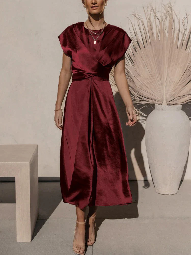 Theodora - Robe trapèze élégante en satin et soie