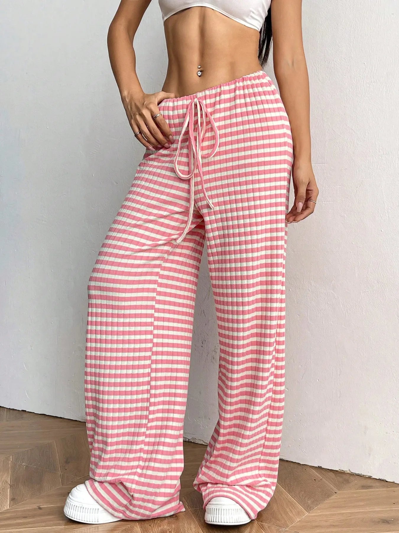 Cecily - Pantalon large à rayures avec cordon de serrage