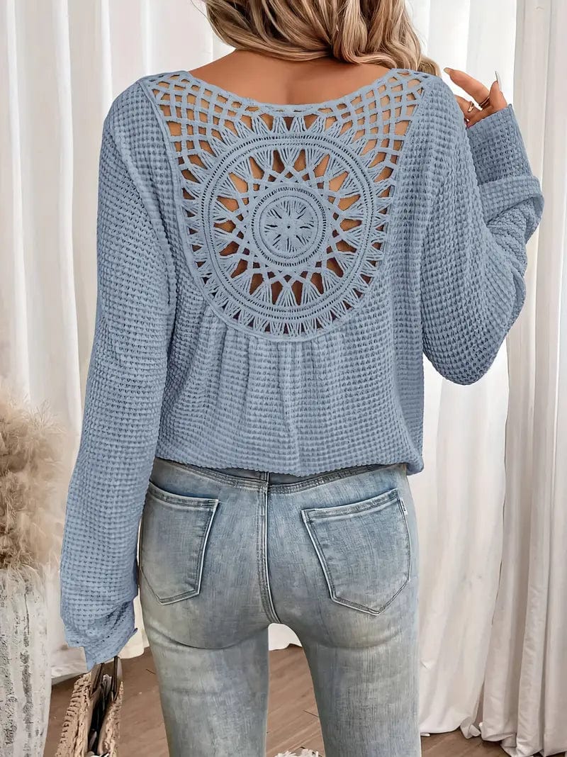 Angèle - Pull à col en V en maille gaufrée